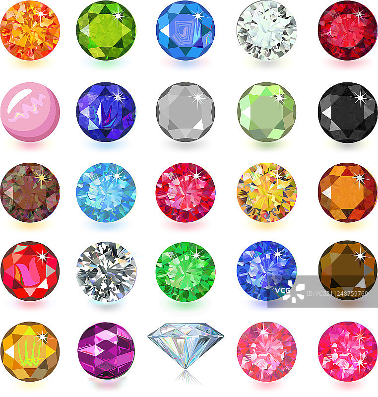 彩色宝石套装图片素材