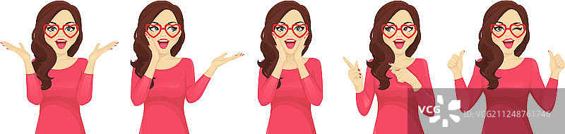 戴着桃心眼镜的惊讶女孩图片素材