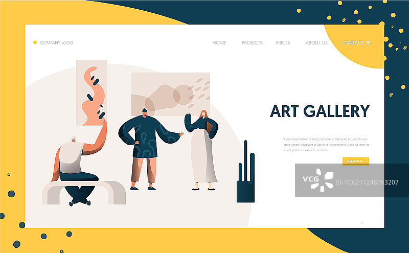 艺术画廊展览演示着陆页图片素材