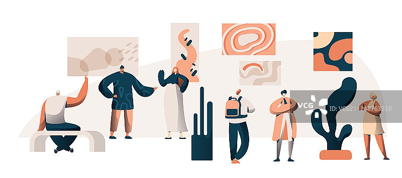 美术馆博物馆展览参观人群图片素材