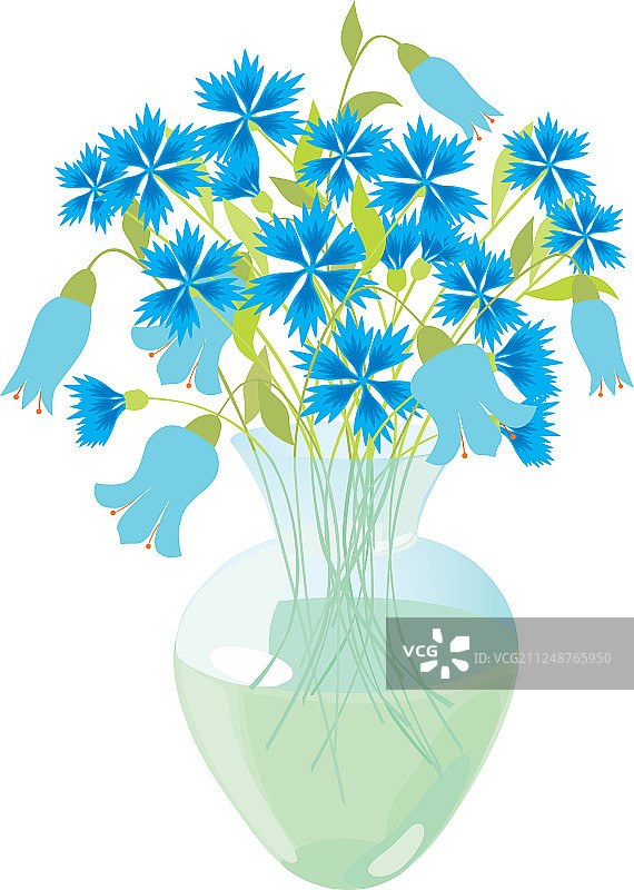 玻璃花瓶中的蓝色花朵图片素材
