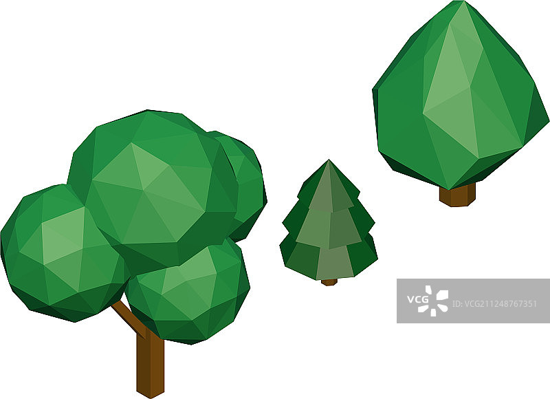 2.5D多边形树木合集图片素材