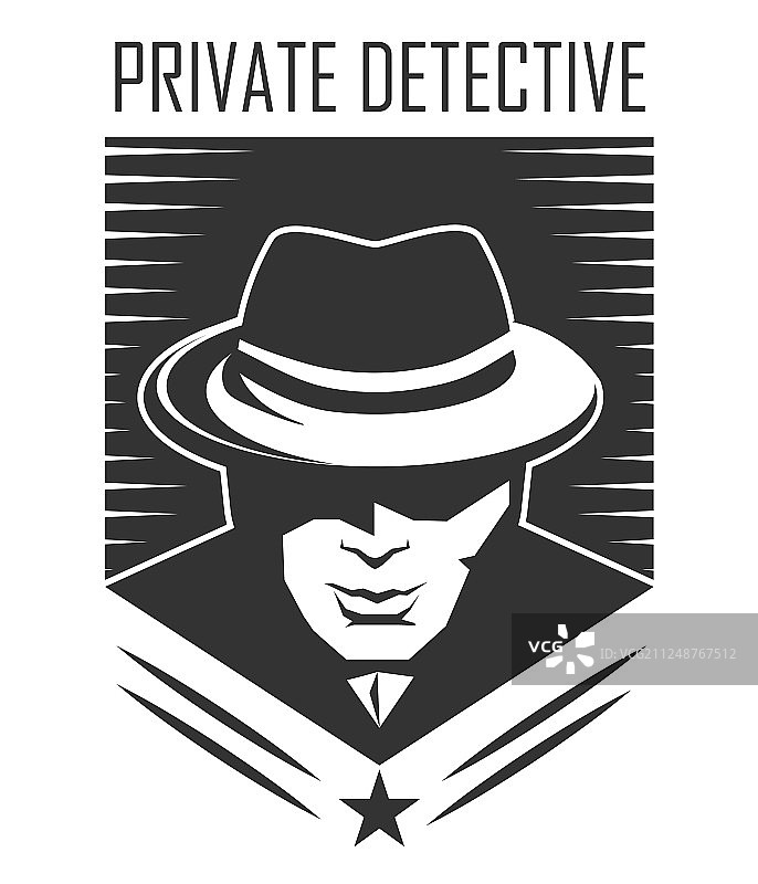 戴帽子的男人私人侦探标志图片素材