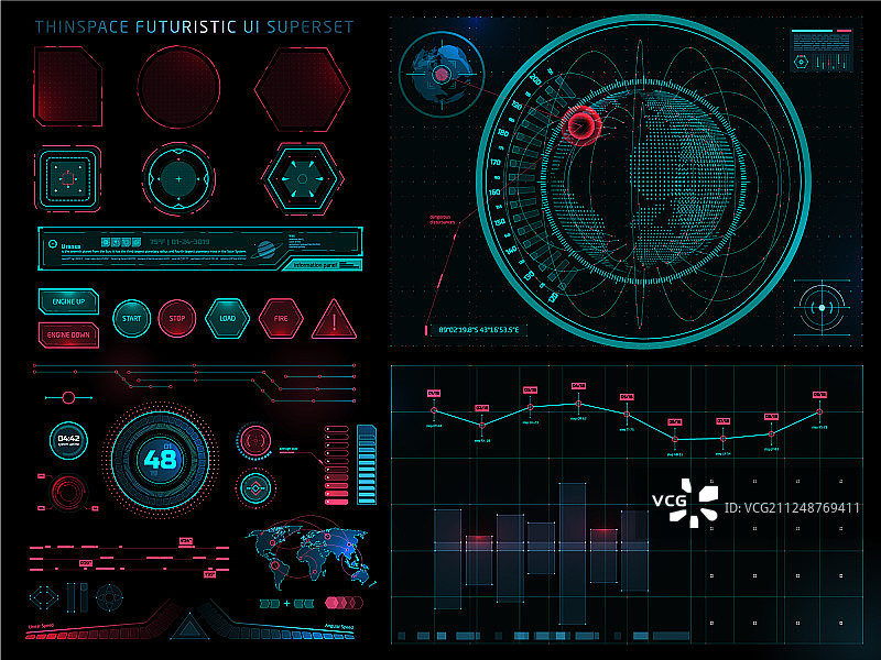 未来主义科幻现代用户界面套件图片素材