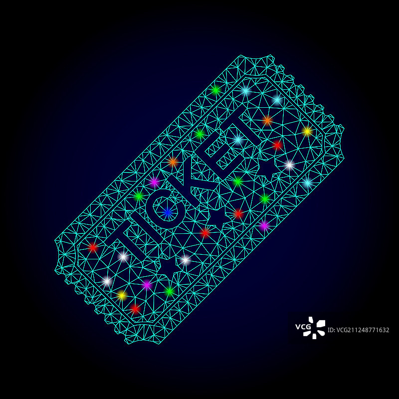 带发光点的票券骨架网格图片素材