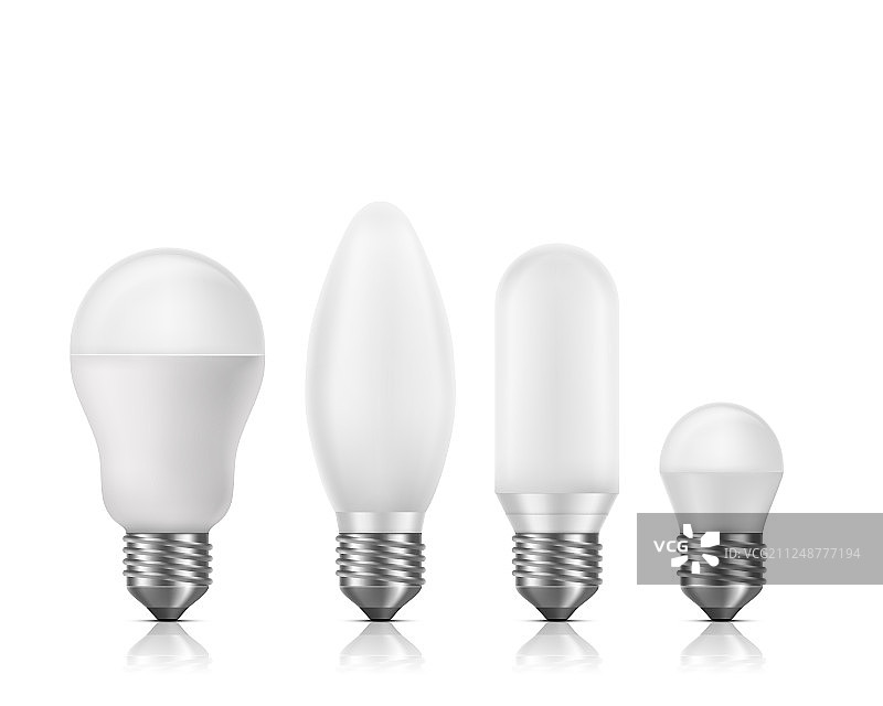 现代荧光LED灯泡套装图片素材