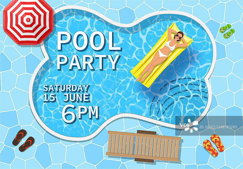 泳池派对邀请概念图片素材