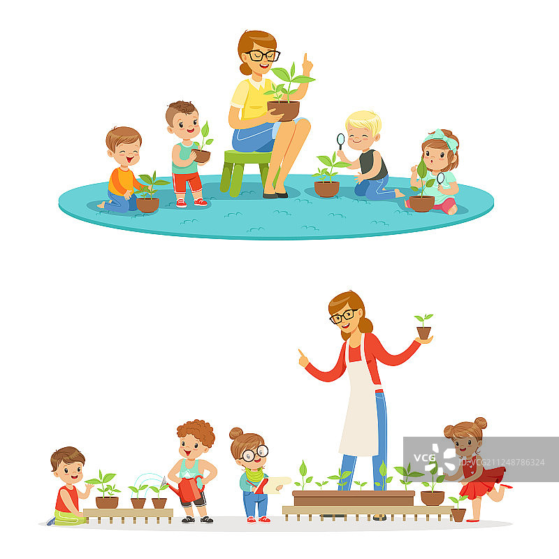 幼儿园儿童的生物课图片素材