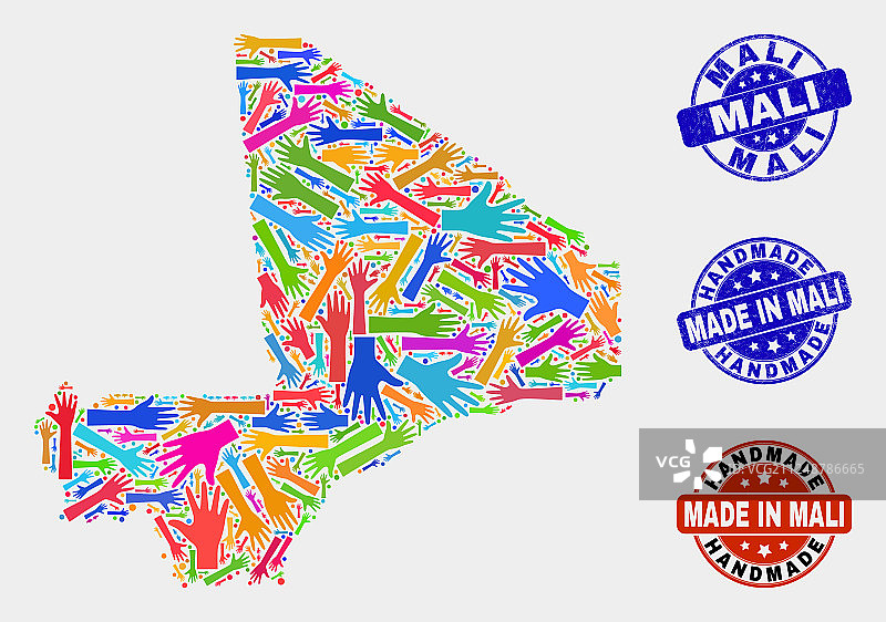 手工拼贴马里地图和做旧效果图片素材