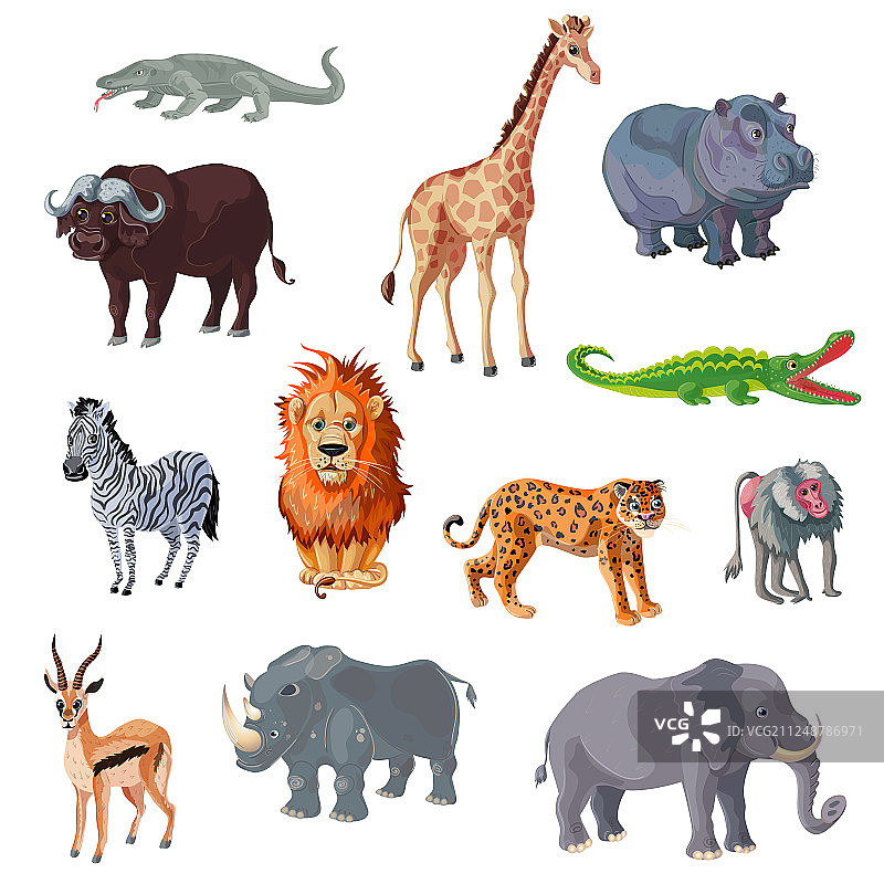卡通非洲动物合集图片素材