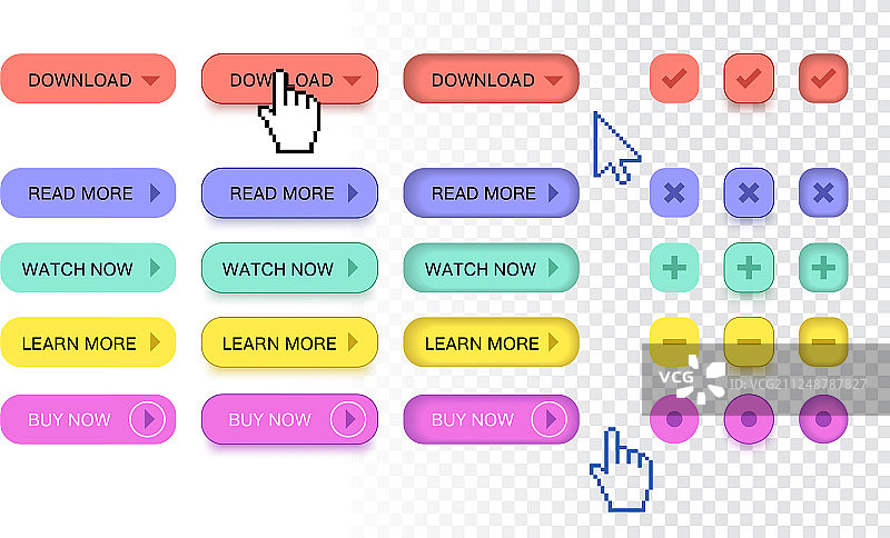 一套现代潮流扁平风格按钮图片素材