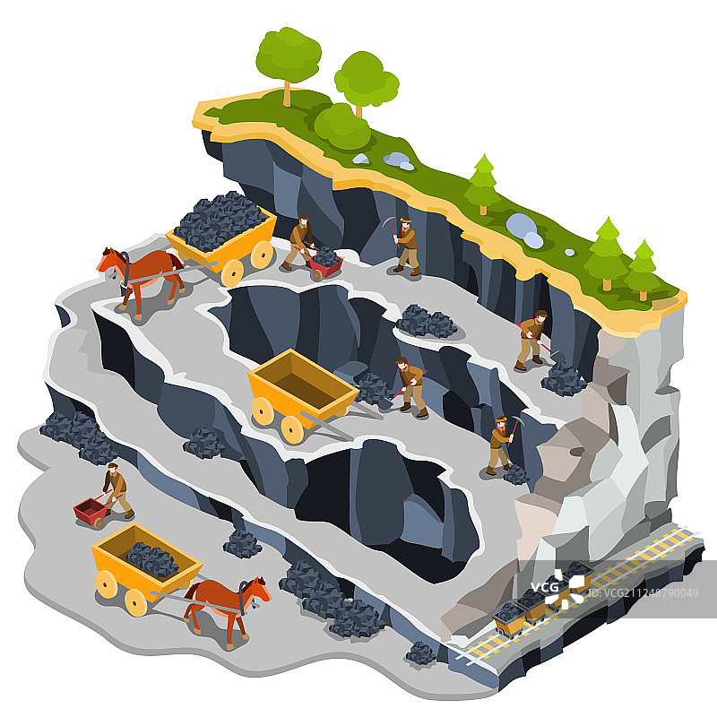 2.5D煤矿采石场图片素材