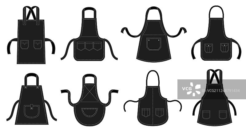 黑色厨房围裙，服务员围裙，餐厅围裙图片素材