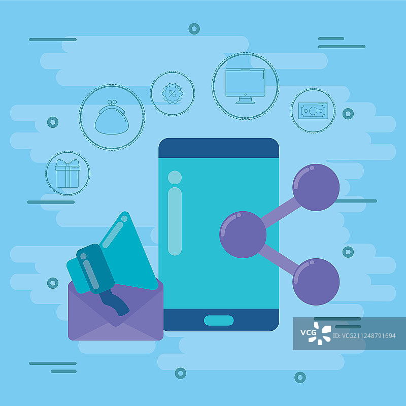 带社交媒体图标的智能手机图片素材