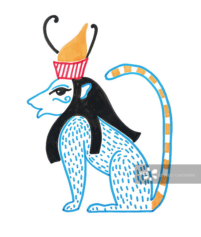 埃及动物神素描马克笔画图片素材