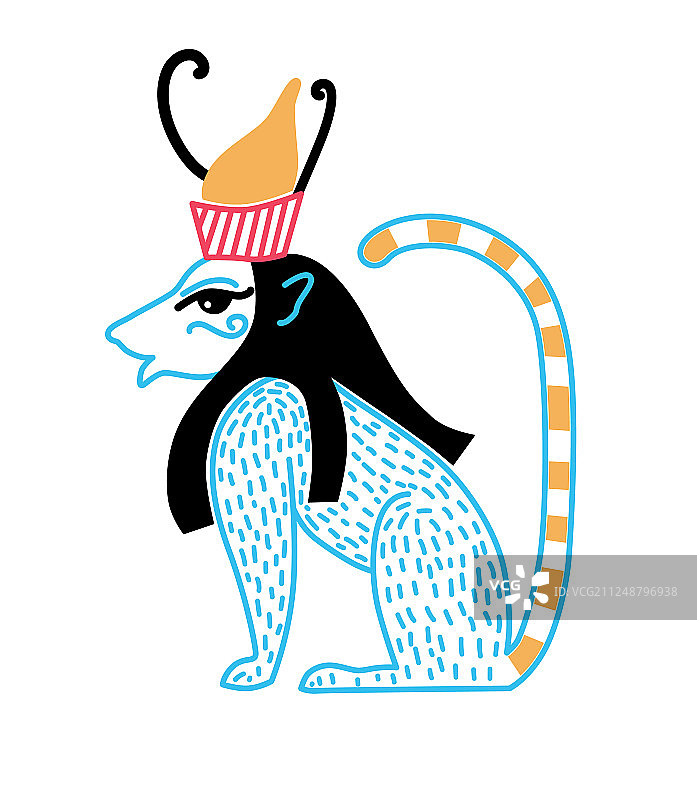 蓝色狮子形象的埃及神图片素材