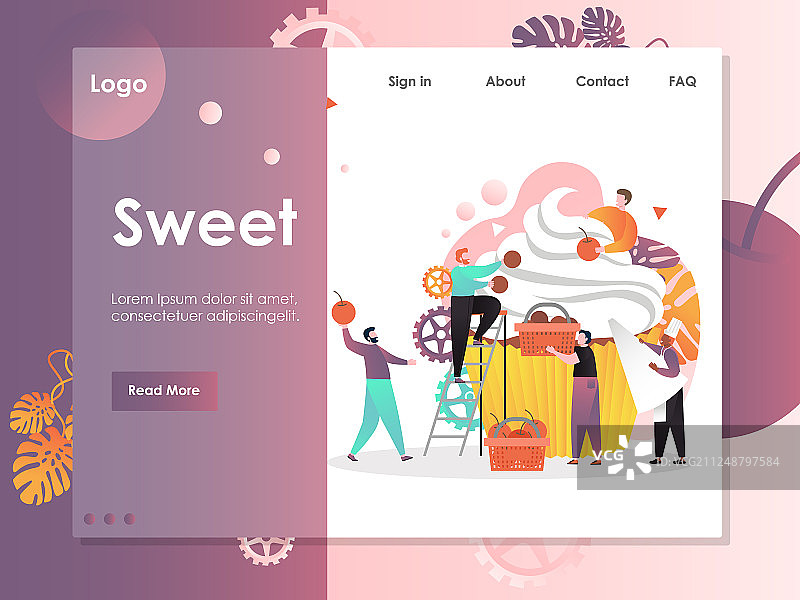 香甜的网站着陆页设计模板图片素材