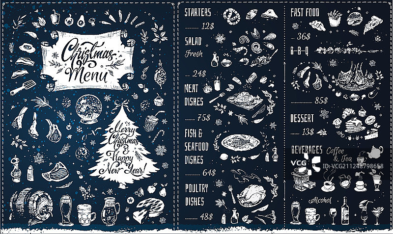 粉笔风圣诞节菜单设计图片素材