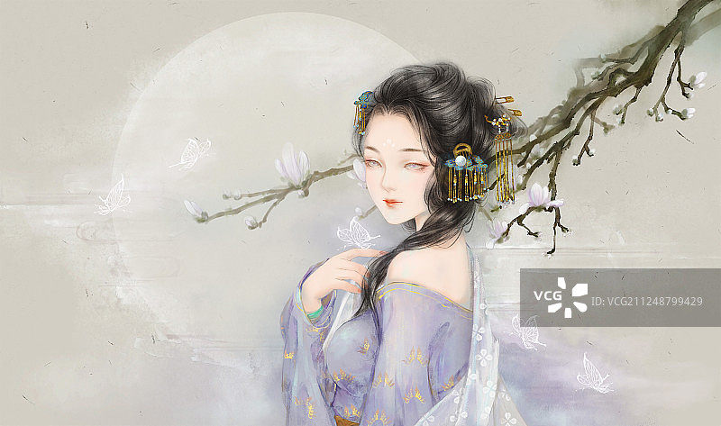 古风美人之玉兰香图片素材