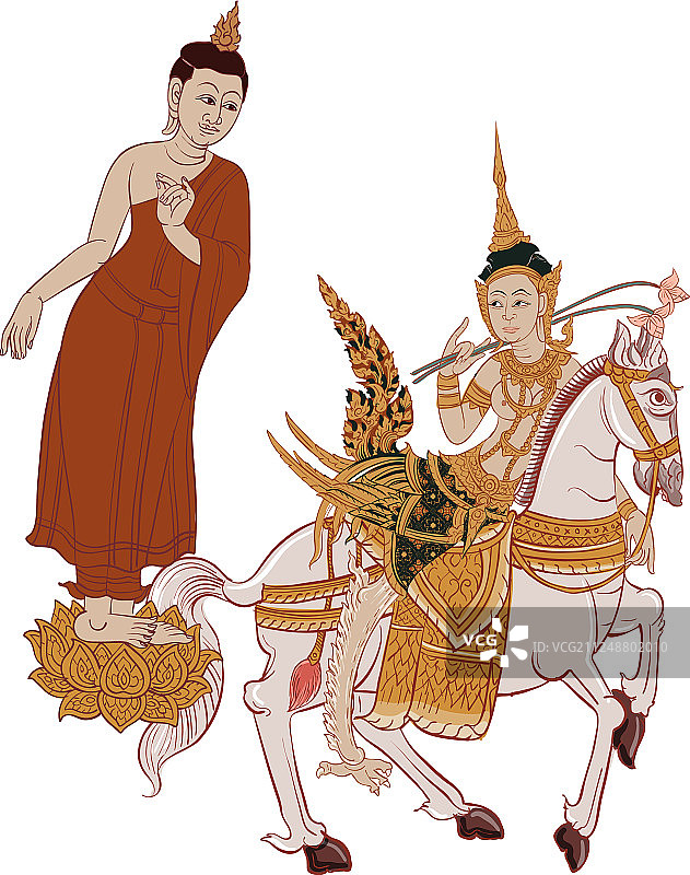 泰国传统绘画中的马图片素材