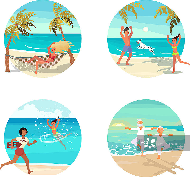 圆形设计中的美丽海滩梦境图片素材