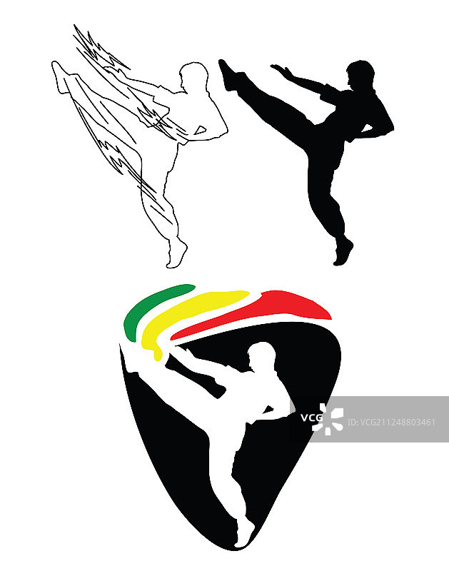 空手道、柔道剪影标志图片素材