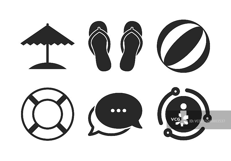 沙滩度假伞和凉鞋图标图片素材