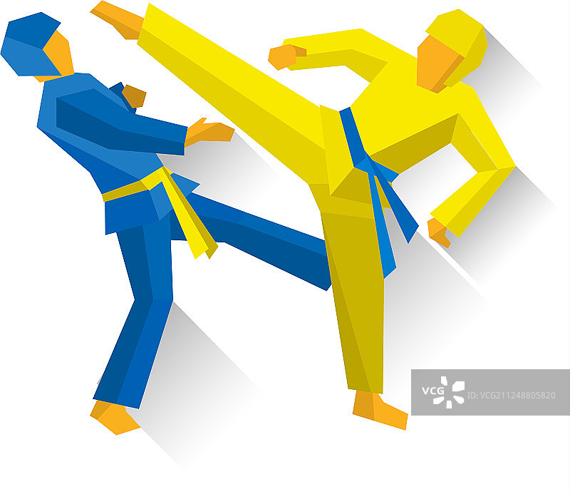 两名跆拳道选手武术比赛图片素材