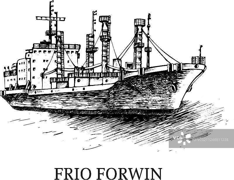 货船冷藏船前视图图片素材