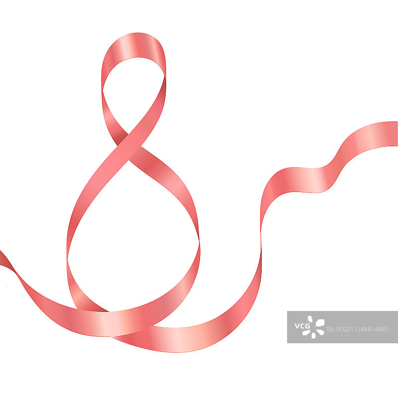 3月8日珊瑚色丝带贺卡图片素材