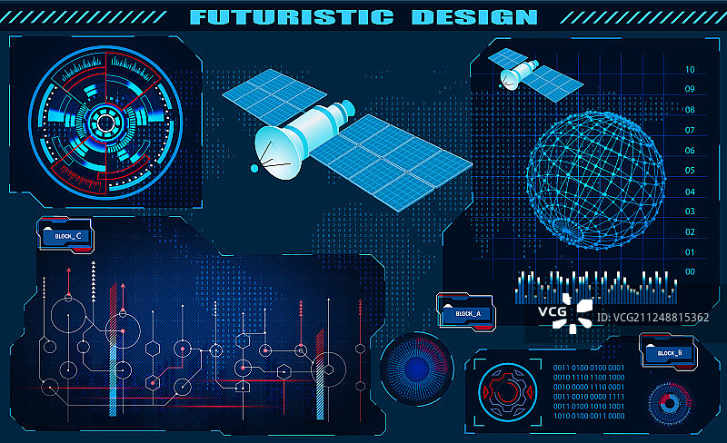 未来主义图形界面卫星控制图片素材