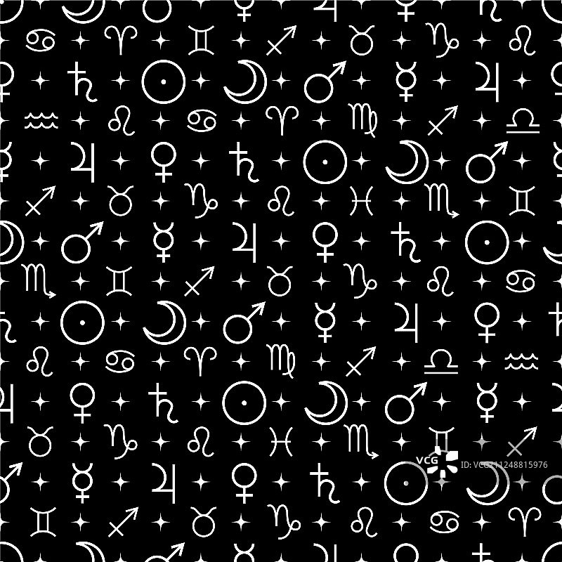 带有行星符号的占星无缝图案图片素材