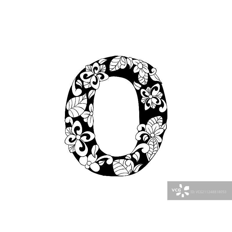 用于激光切割或着色书的花卉字母图片素材