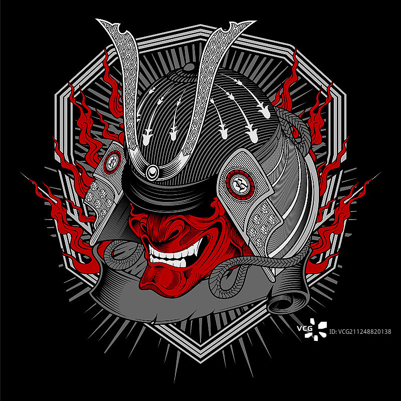 武士骷髅手绘图片素材