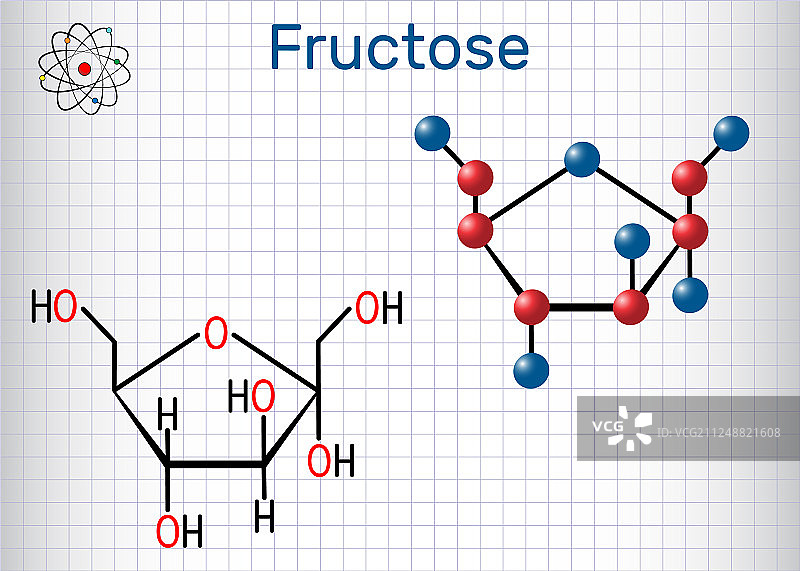 果糖aalpha-d-果糖呋喃核糖环分子图片素材