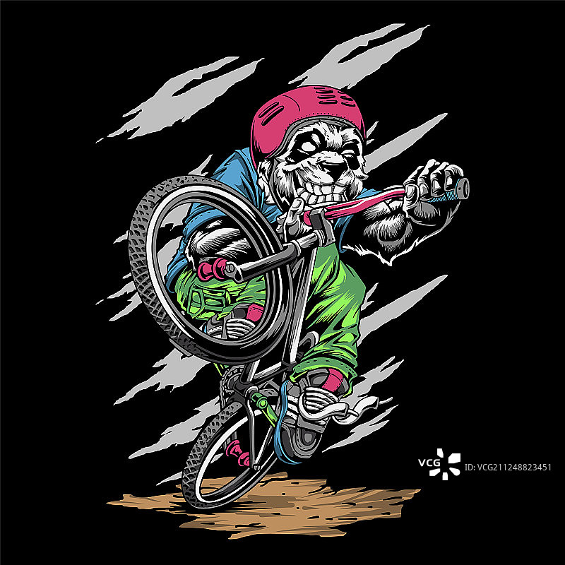 手绘熊猫骑自行车图片素材