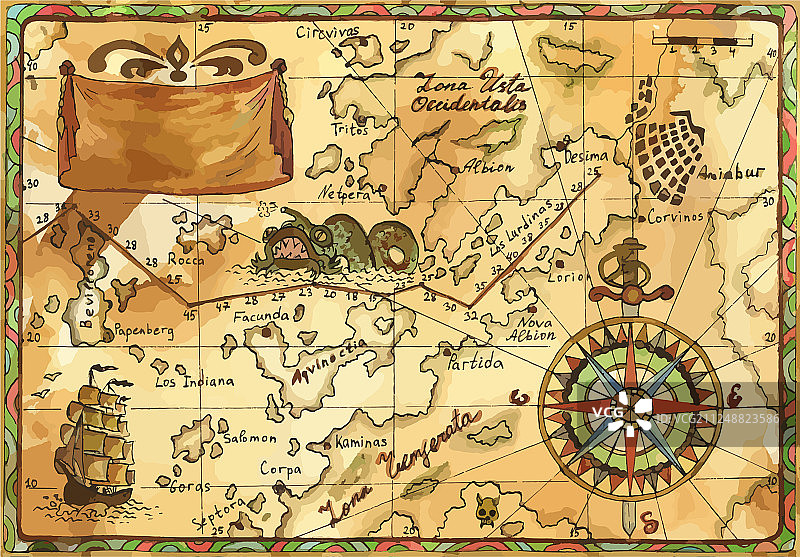 海盗藏宝图图片素材