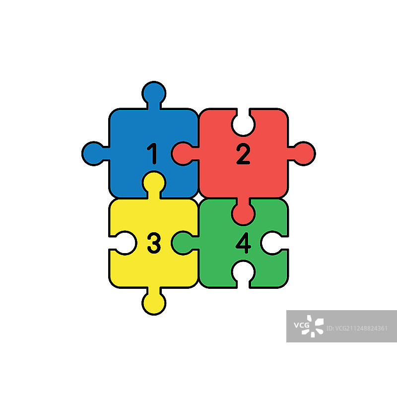 四个拼图块的图标概念图片素材