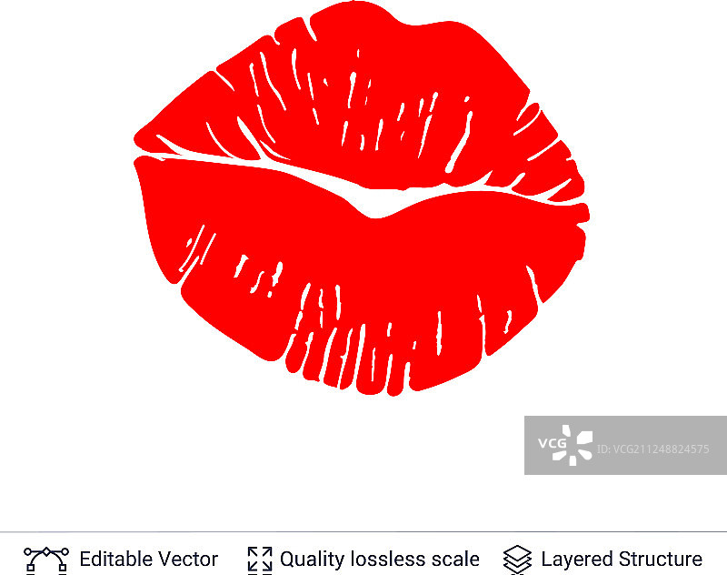 白色背景上隔离的红色嘴唇图案图片素材