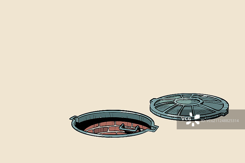 圆形敞开式污水井盖图片素材