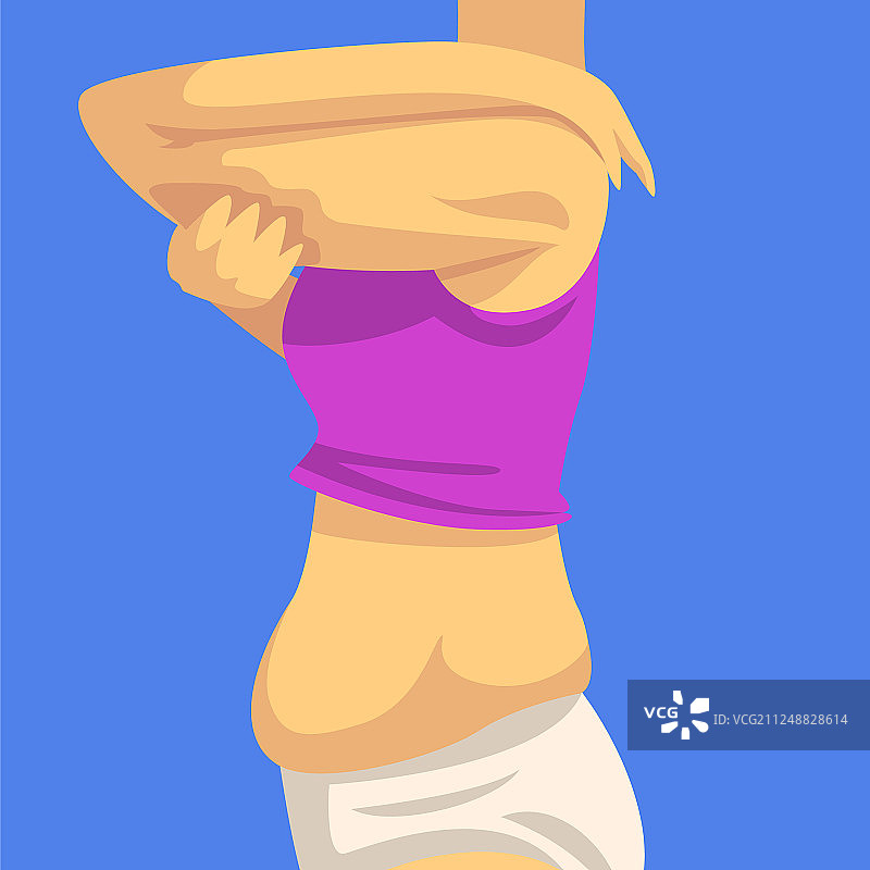 女性身体局部：夹住赘肉图片素材