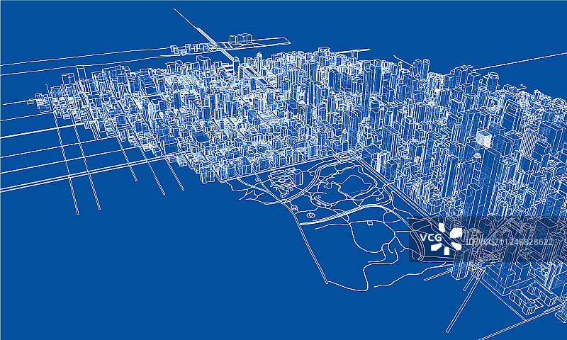 勾勒城市概念线框风格图片素材
