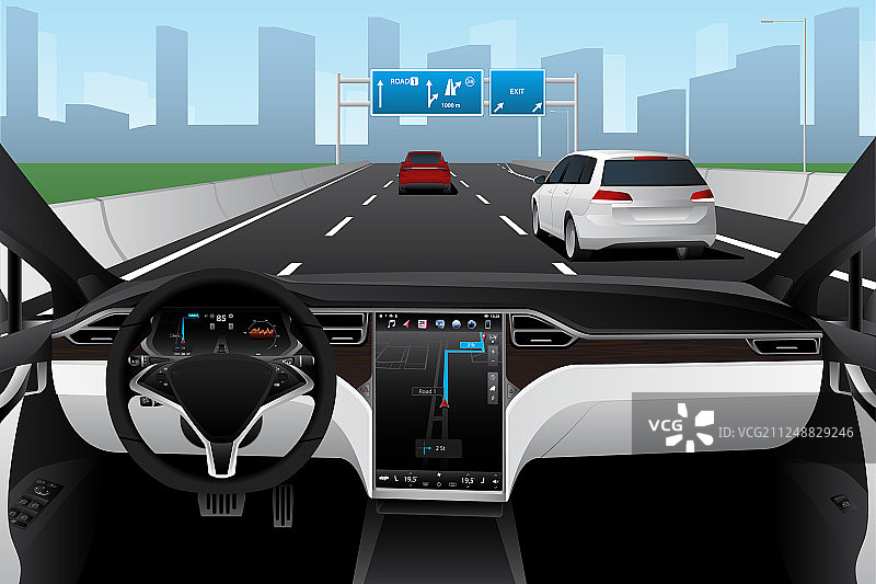 道路上的自动驾驶汽车图片素材
