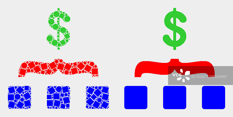 像素扁平风格美元聚合图标图片素材