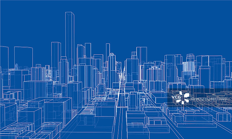 勾勒城市概念线框风格图片素材