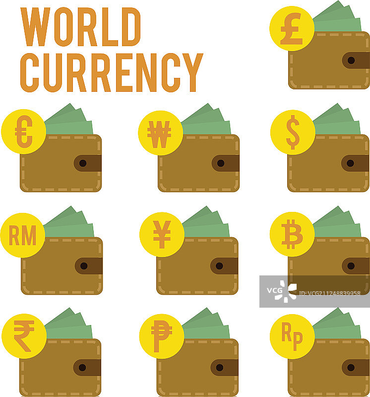 扁平风格世界货币设计图片素材