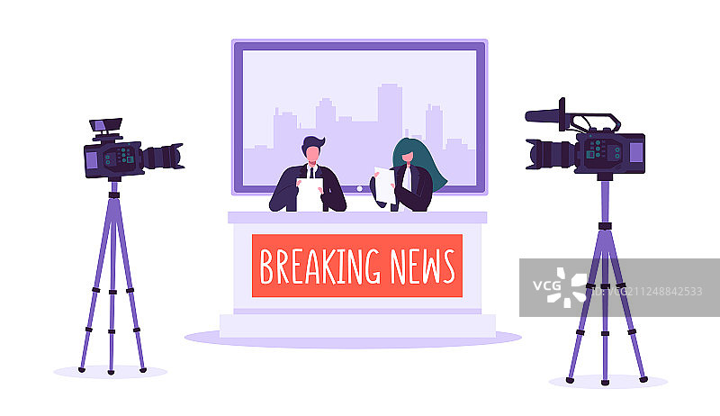 突发新闻电视演播室大众传媒人物图片素材