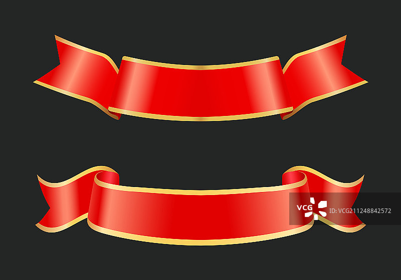 红色条纹缎带banner合集图片素材