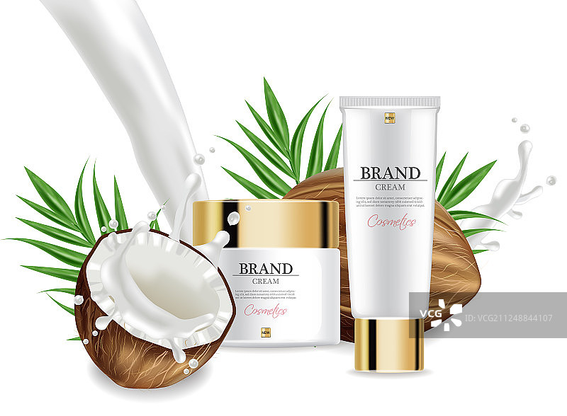 椰子奶油套装图片素材