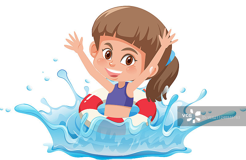 在游泳池里游泳的女孩图片素材